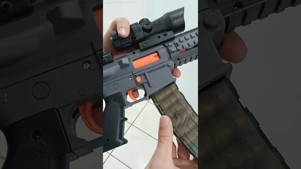 Brinquedo Metralhadora Rifle M16 Nerf Com Silenciador E Mira