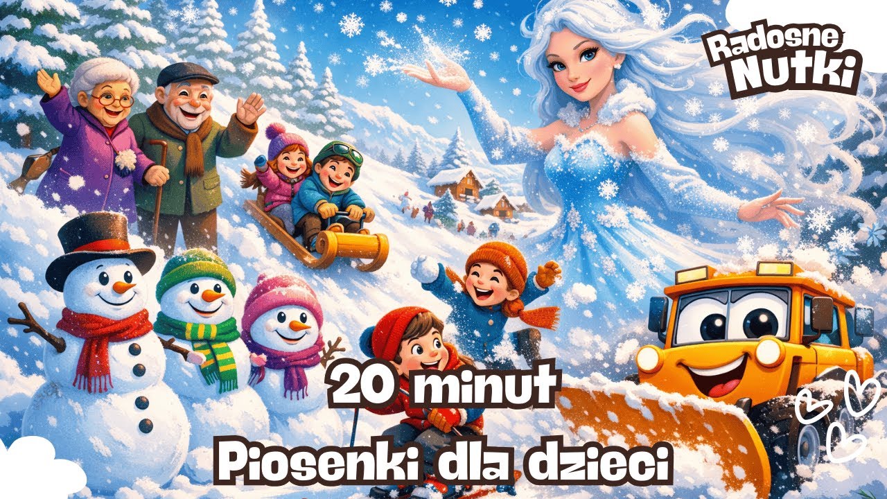 🎵 Radosne Nutki — Zimowe Piosenki dla Dzieci 20 minut 🛷❄️ | Sanki, Bałwan, Śnieżki, Kulig 🎵