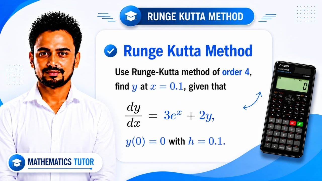 Runge-Kutta 4th Order Method | Solve dy/dx = 3e^x + 2y | Step-by-Step RK4 Solution