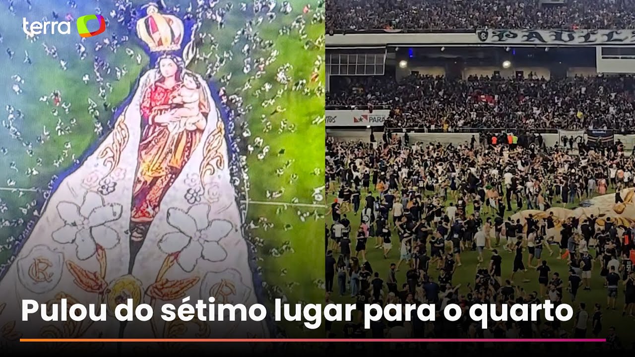 Imagem de Nossa Senhora do Nazar&eacute;, padroeira do Remo, &eacute; estendida em campo ap&oacute;s retorno &agrave; S&eacute;rie A