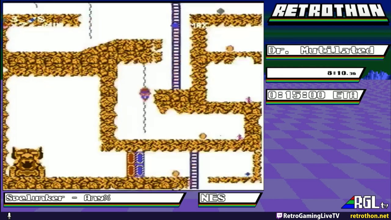 RGLtv Retrothon 2019.  Spelunker (Any%).  DrMutilated