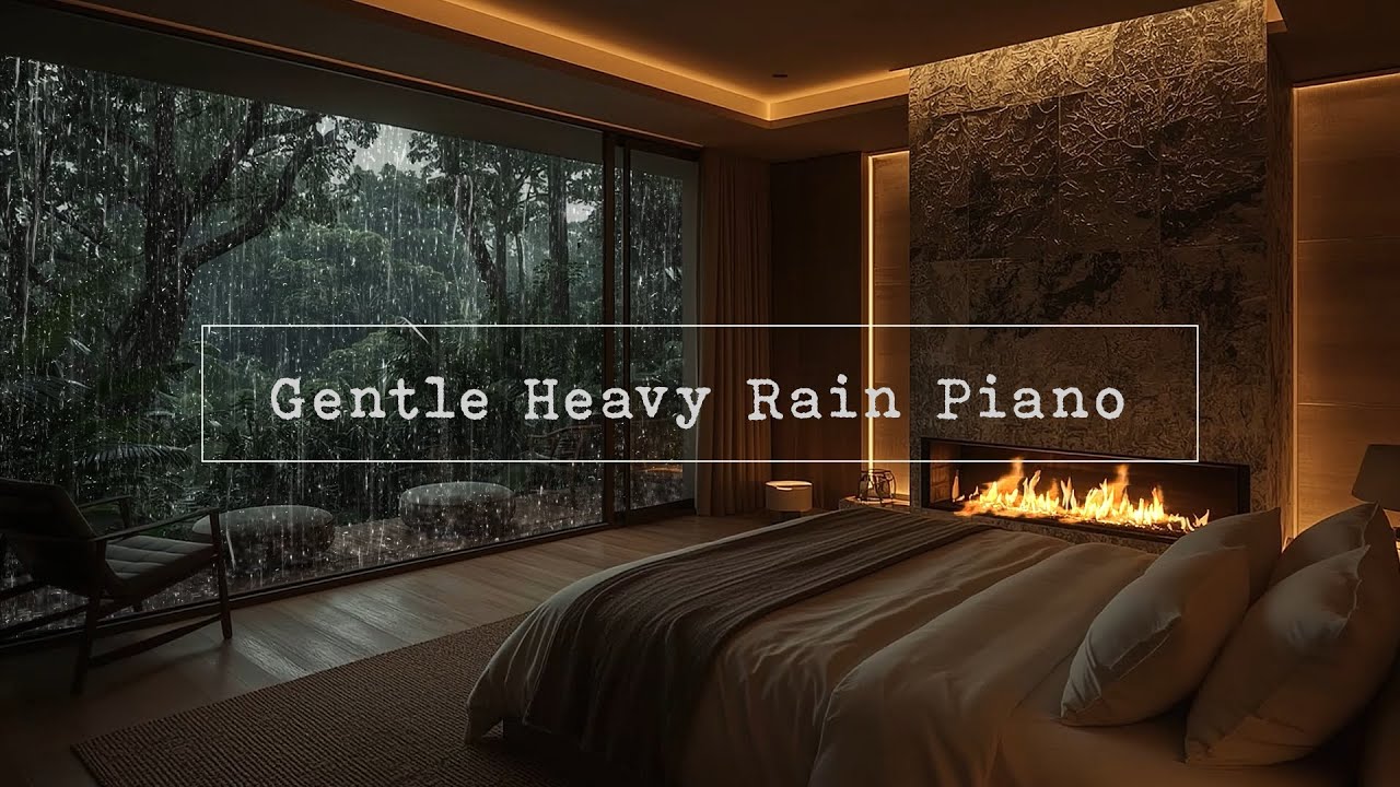 Cozy Night Rain, Warm Piano for Rest