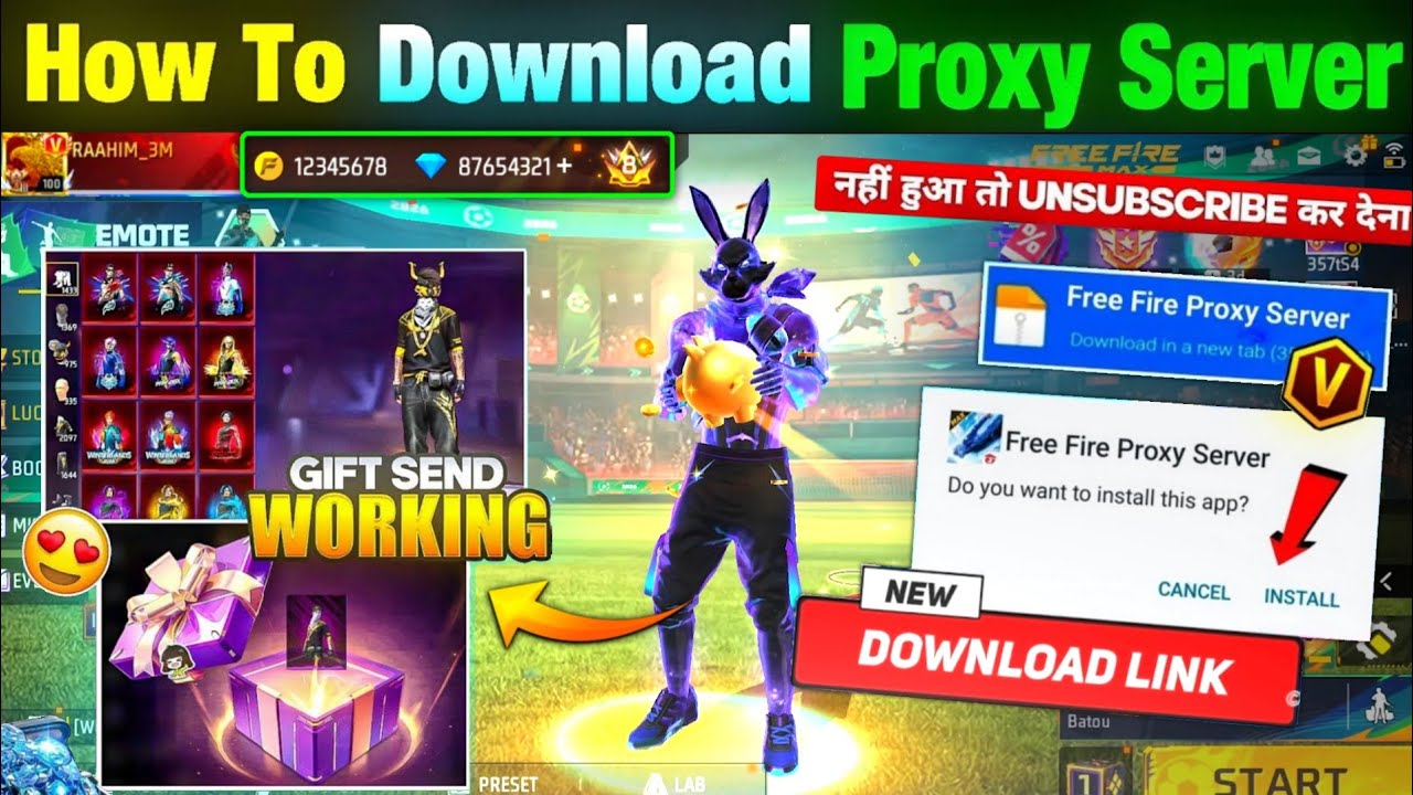 HOW TO DOWNLOAD PROXY SERVER IN FREE FIRE, HOW TO USE PROXY SERVER IN FREE FIRE, VIP PROXY SERVER