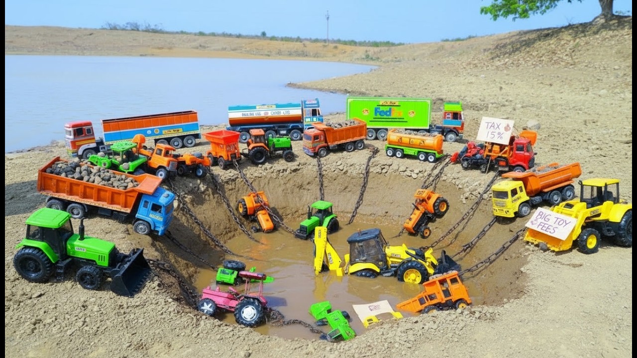 BharatBenz 2 Auto Rickshaw 2 HMT Tractor Accident Highway Pulling jcb tractor Rickshaw Car ? CS Toy