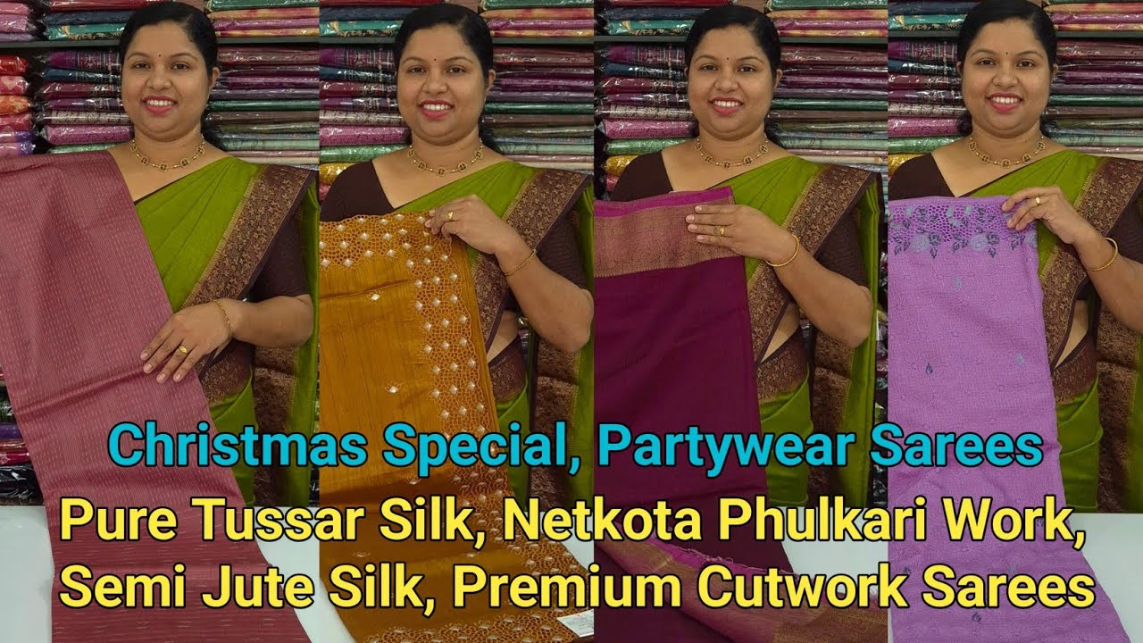 Pure Tussar Silk, Netkota Phulkari, Semi Jute Silk,Cutwork Sarees🌹Booking:8848089032, 9074248160