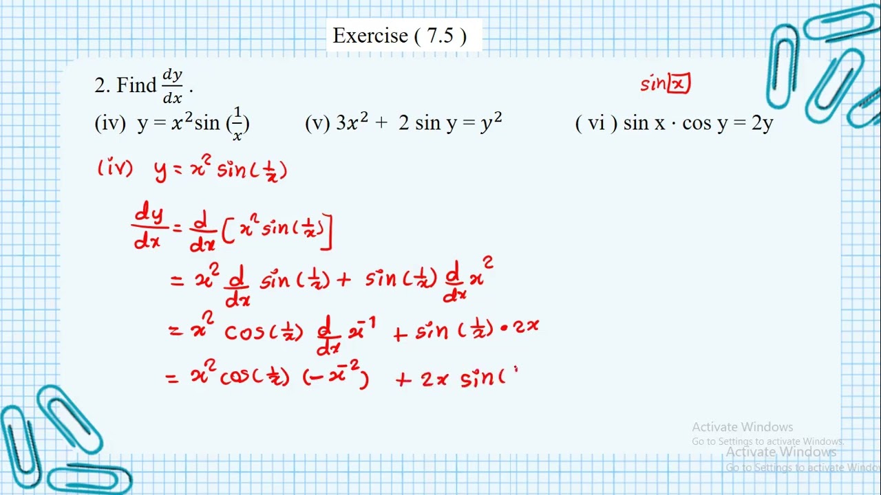Grade 12 , Chapter (7) Exercise (7.5) No.2 ( iv, v)