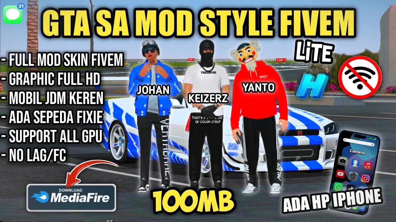 GTA SA MOD STYLE FIVEM LITE VERSION 100MB! Terbaru 2024 di Android