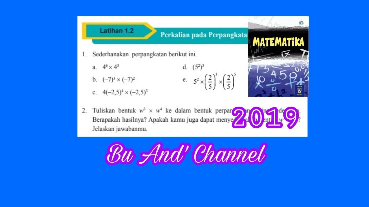 Latihan 1.2 no. 1-6 Perkalian pada Perpangkatan Matematika kelas 9 Bab 1