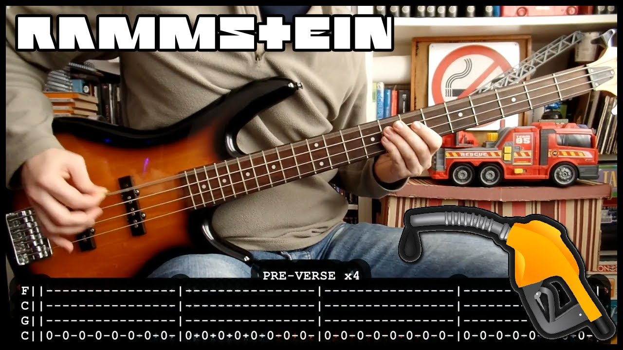 RAMMSTEIN - Benzin 🛢️ (BASS cover with TABS) [lyrics + TAB]