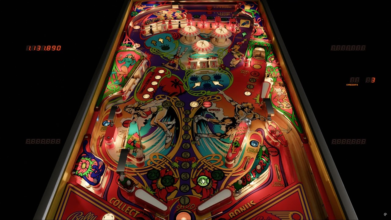 Skateball (Bally 1980) VPW - VPX / Visual Pinball X - extra ball and end of ball bonus special!