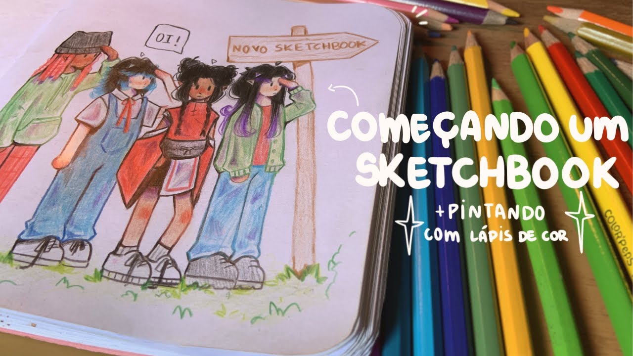Vamos começar um sketchbook | personagens originais com lápis de cor