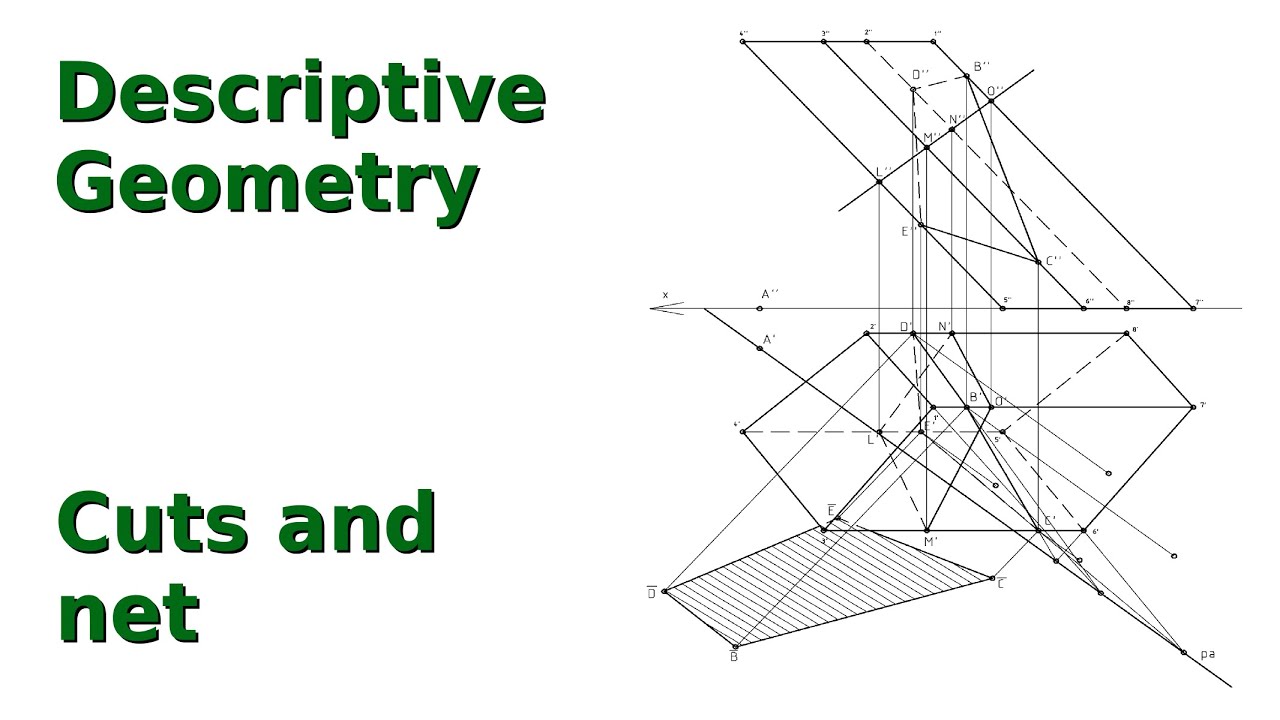 Cuts and net (Descriptive Geometry, LibreCAD 2.0)