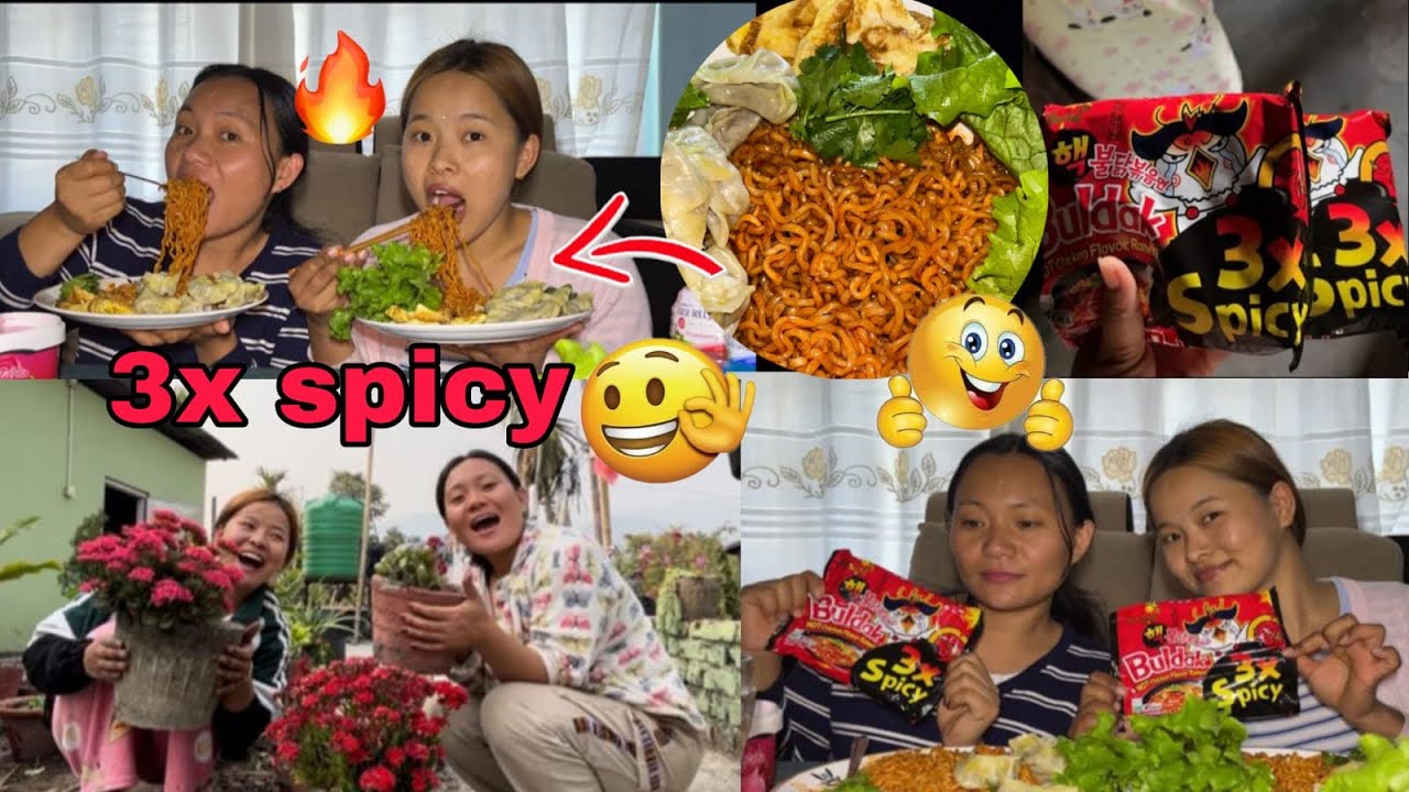 Buldak 3x spicy noodles mukbang with my sister in law 🔥😋🥵@samjhanamakhim ♥️
