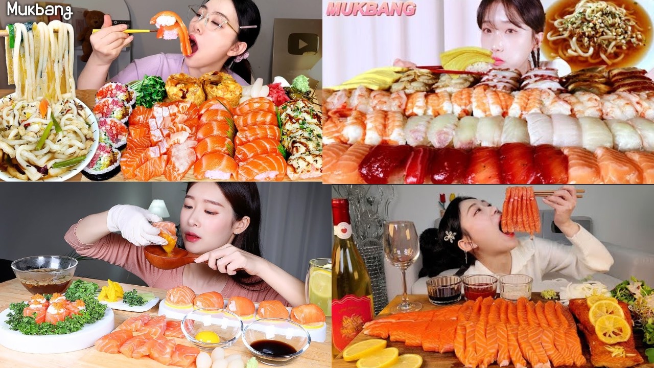 EPIC 2kg Salmon Feast Mukbang 🍣 | Giant Salmon Sushi, Sashimi, Salmon Steak & White Wine ASMR