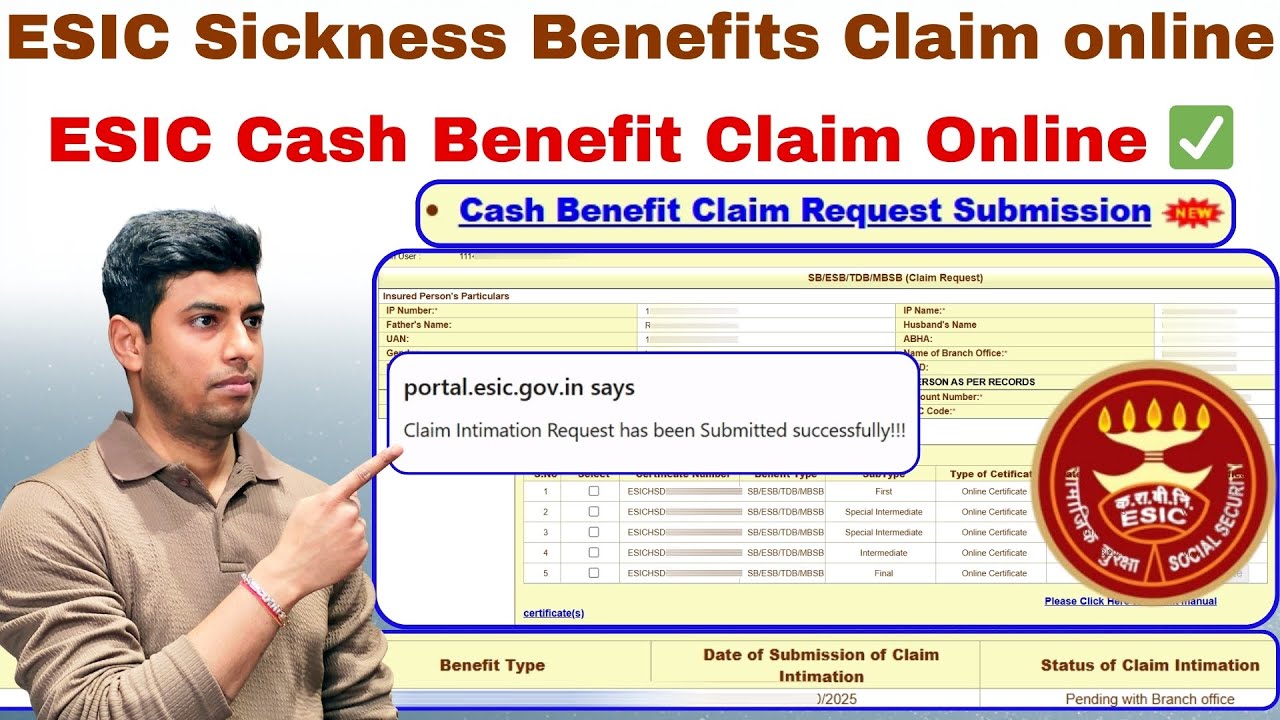 ESIC Cash Benefit Claim Request Submit Online ✅ | ESIC Medical Leave Apply Online