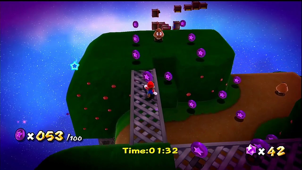 Super Mario Galaxy - Purple Coins on the Puzzle Cube (all 150 coins)