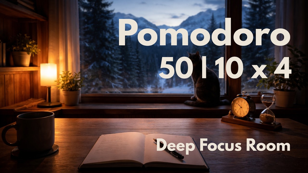 4 Hours of Deep Focus | Pomodoro 50/10 x 4 with Brown Noise