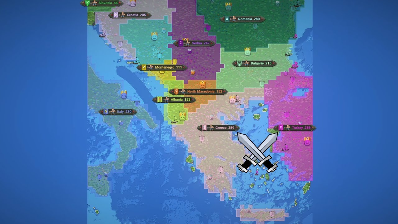 BALKAN COUNTRIES WAR - WorldBox Timelapse