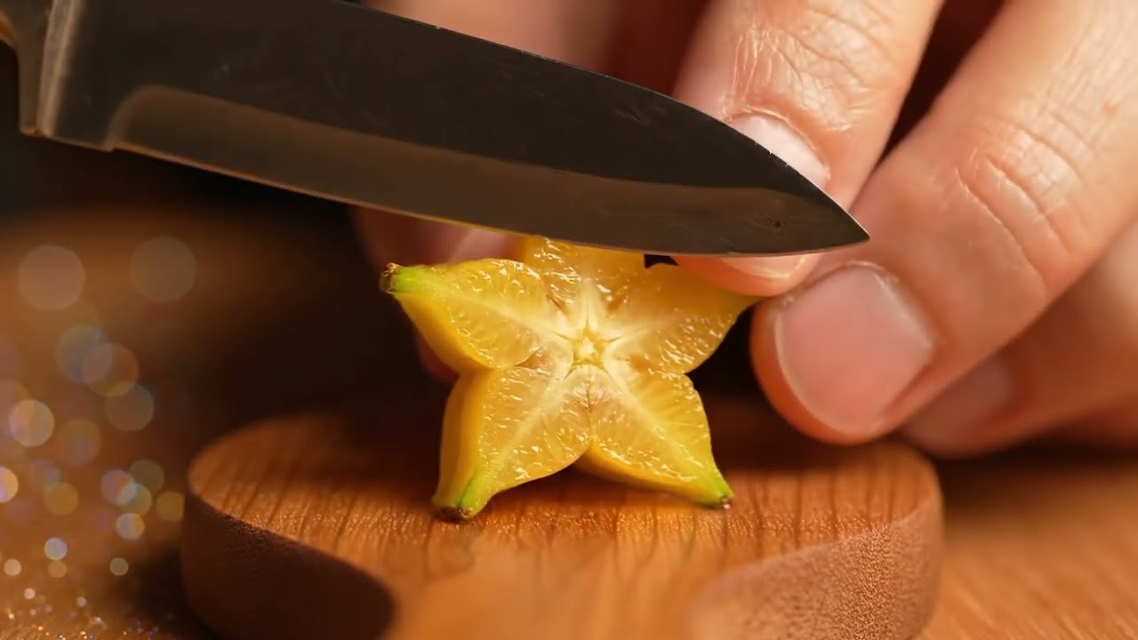 ✨ Slicing Magic: Tiny Starfruit ASMR Delight! 🍊