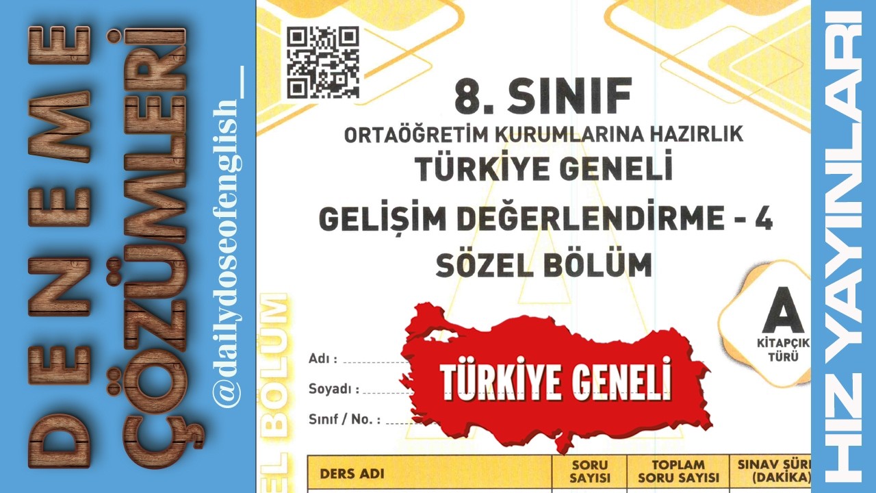 2025-2026 Hız Yayınları Deneme 4 (8. Sınıf)