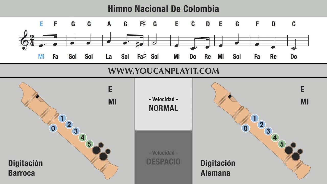 Himno de colombiano en flauta “sirve para casi cualquier instrumento