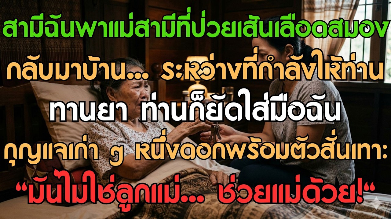 สามีรับแม่สามีที่ป่วยเป็นอัมพาตกลับบ้าน... ระหว่างกำลังป้อนยา ท่านก็ยัดพวงกุญแจใส่มือฉัน