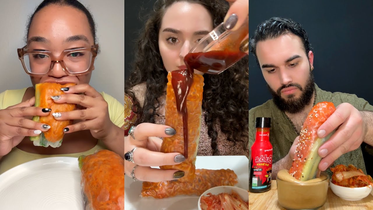 Buldak Ramen Spring Rolls TikTok Mukbang Compilation!