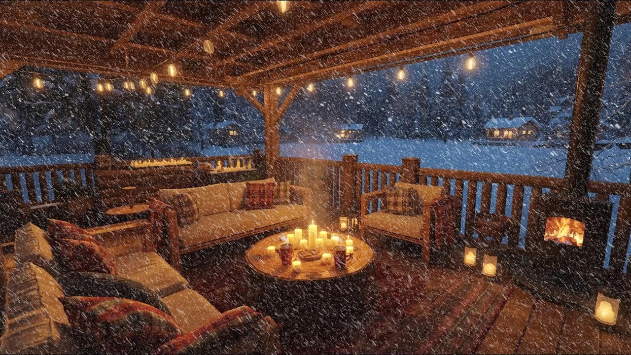 Cozy Winter Cabin Retreat ⛇ Warm Jazz Music, Crackling Fireplace & Snowy Night Ambience to Unwind