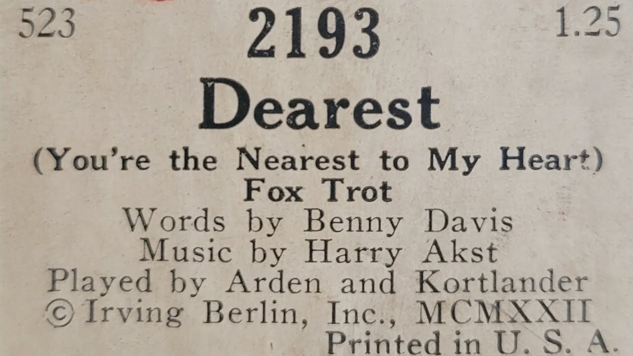 Dearest - Fox Trot - QRS Word Roll 2193