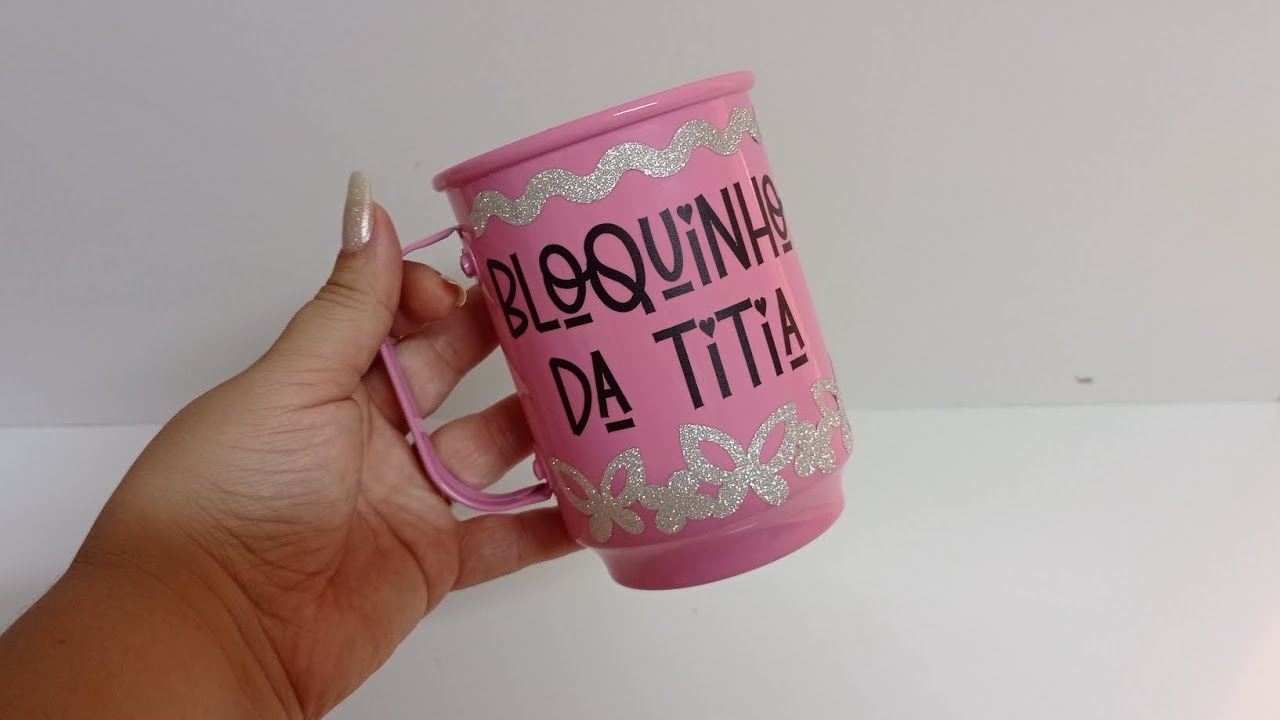 Personalizando caneca de alumínio com contact e ScanNCut #lilatelie