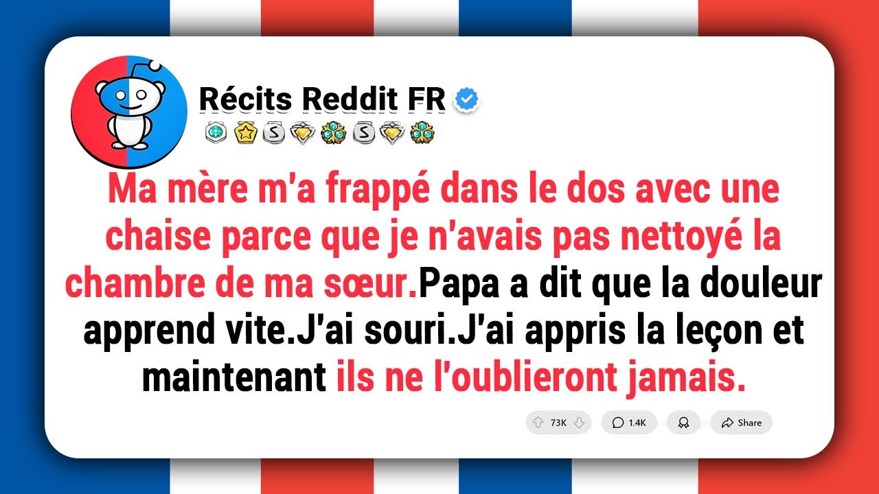 Ma mère m’a explosé une chaise dans le dos parce que j’ai refusé de nettoyer la chambre de ma sœur..