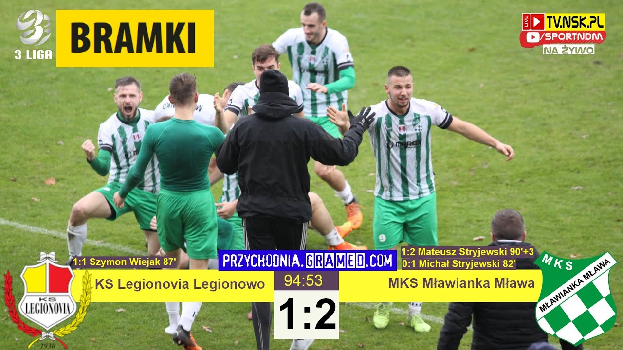 tv.nsk.pl [bramki] KS Legionovia Legionowo - MKS Mławianka Mława 1:2 (0:0) 2022-11-05 g. 12:00