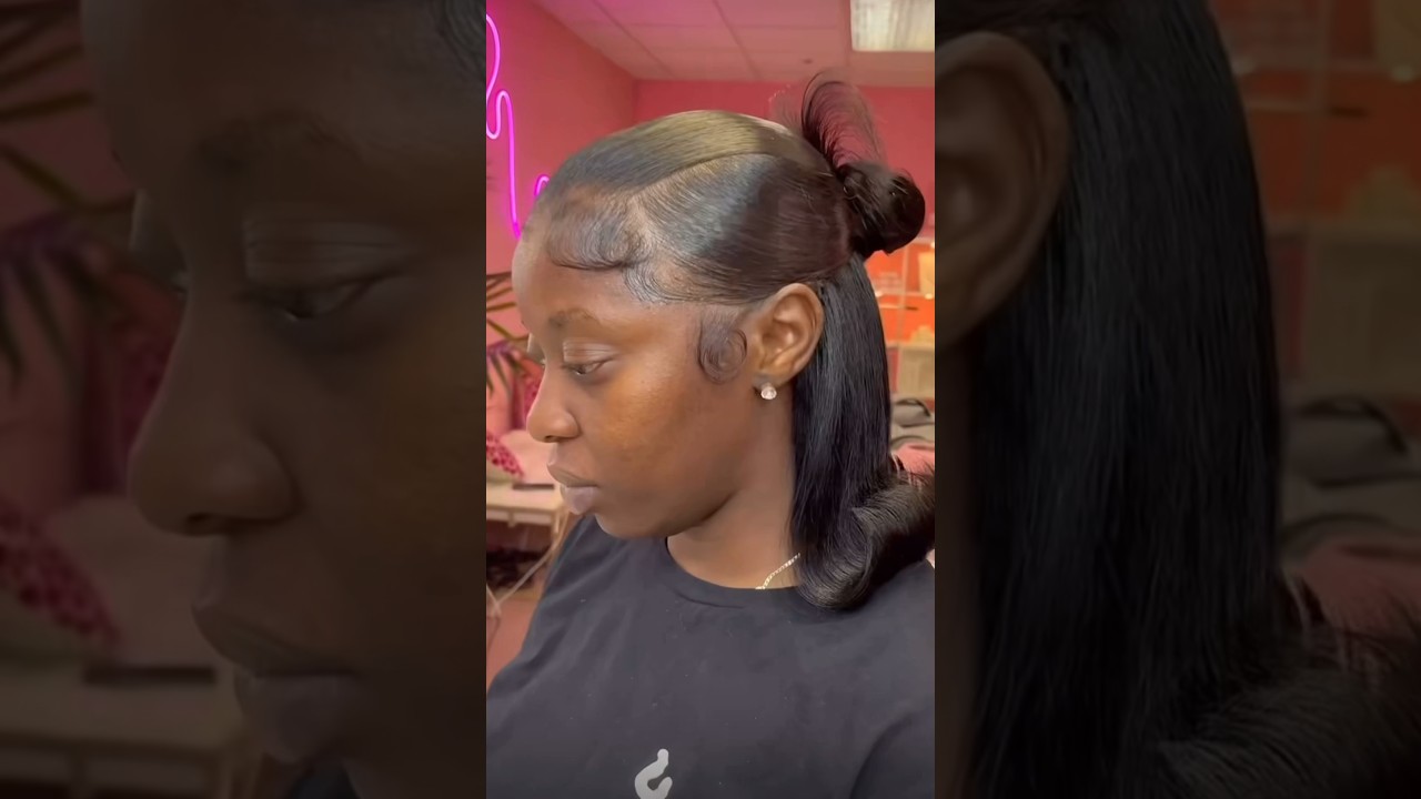 HALF UP HALF DOWN QUICK WEAVE IN BUN😍  #hairstyles #quickweave #shorts #viral #youtubeshorts #fyp