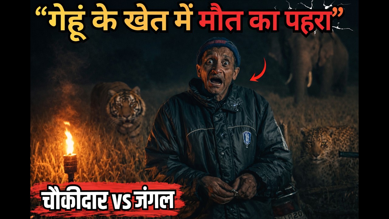 खेत के पास बाघ की दहाड़ और चौकिदारी करता बुज़ुर्ग व्यक्ति | Night In A Field | Corbett Tales