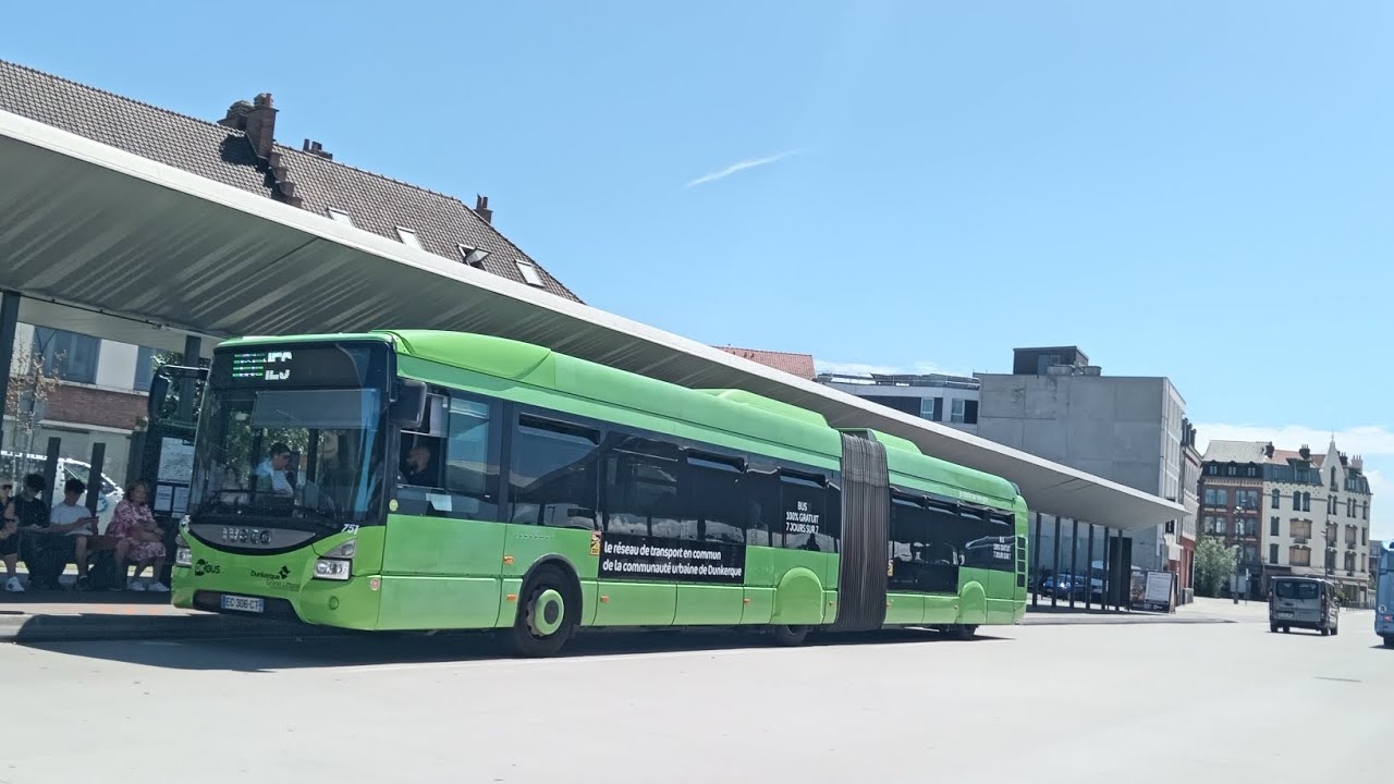 Dkbus marine ligne C1 leffrinckoucke fort des dunes iveco urbanway 18 BHNS GNC 751 deviation 