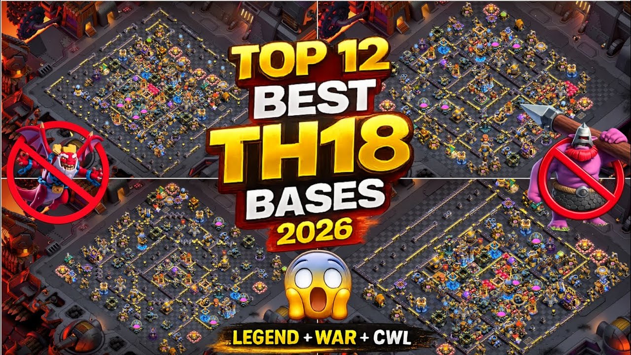 12 BEST TH18 WAR & LEGEND Bases 2026 | Th18 war base | Highly tested Th18 legend Base | Anti Thrower