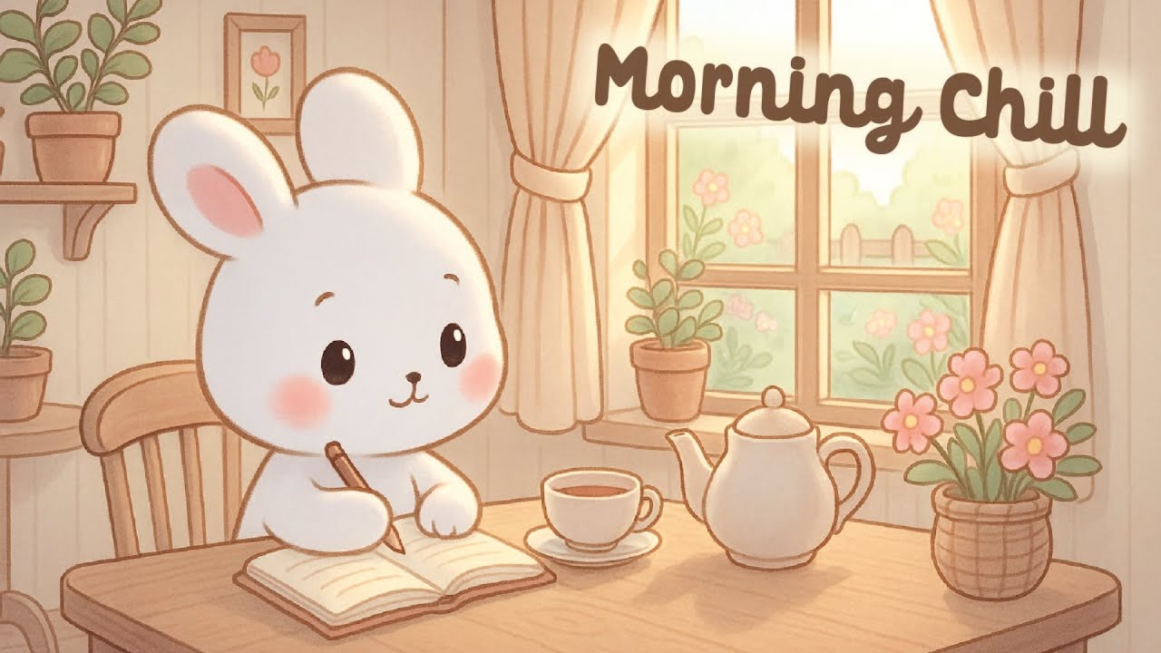 Morning Lofi Bunny ☕🐇 4 Hour Happy Lofi Cute Song 🎧 cute & relaxing music 🌸 [Lofi Hip Hop]