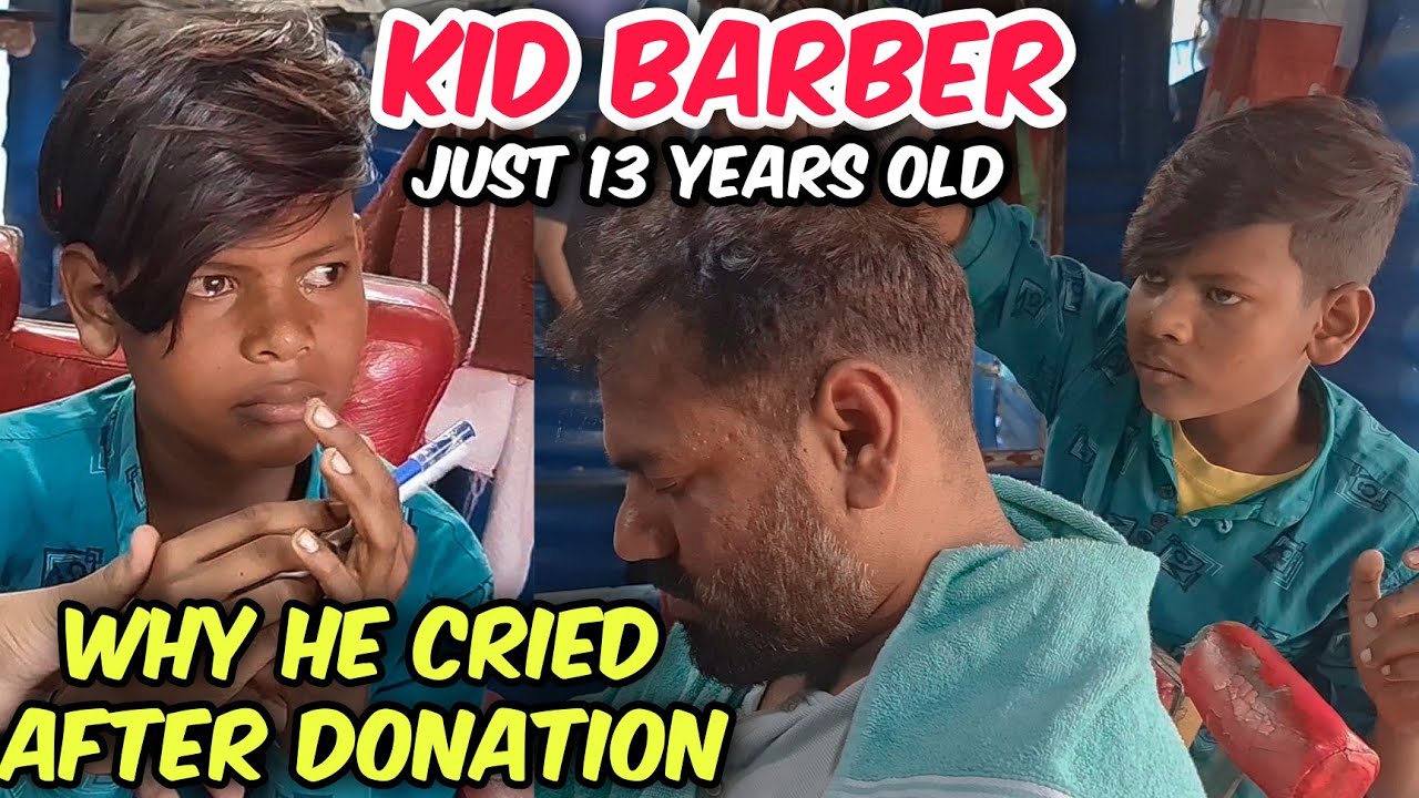 Head massage by Indian Barber ! Very relaxing taking massage from little soft hands ! ASMR !  Vlog