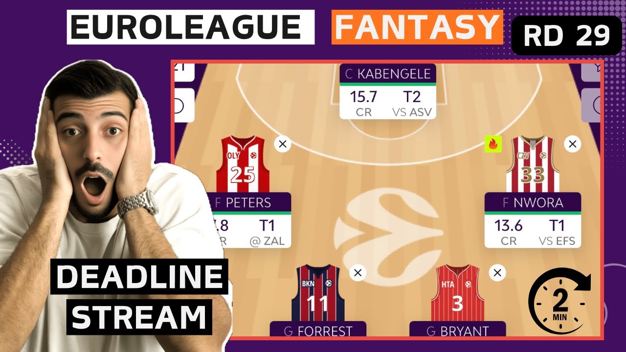 EUROLEAGUE FANTASY. DEADLINE STREAM RD29.