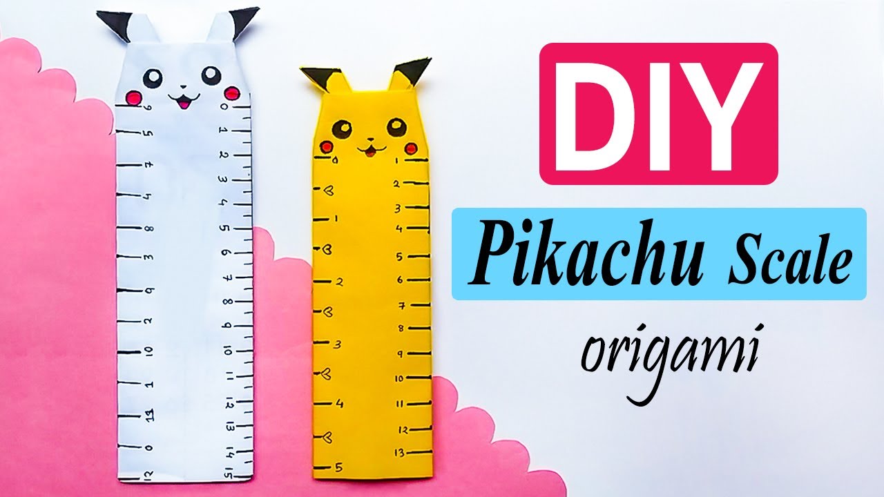 How to make paper scale I Diy paper scale I Pikachu ruler I Back to school craft I Origami scale