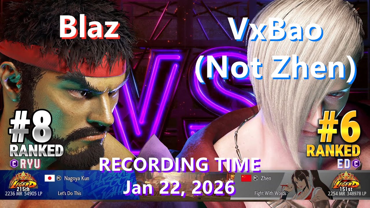 SF6⚡Blaz (#8 Ranked Ryu) vs VxBao (#6 Ranked Ed)⚡High Level Gameplay