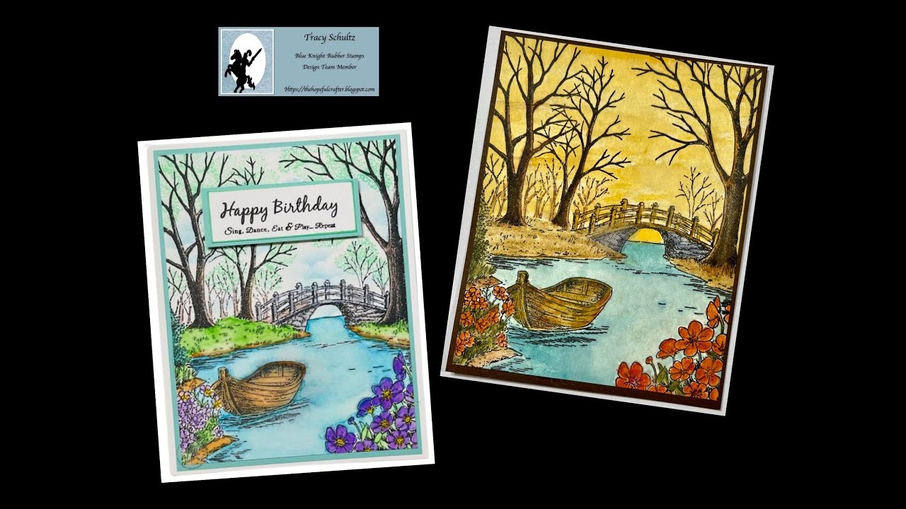 Watercolor with Karin Markers and Derwent Inktense Pencils | Blue Knight Rubber Stamps