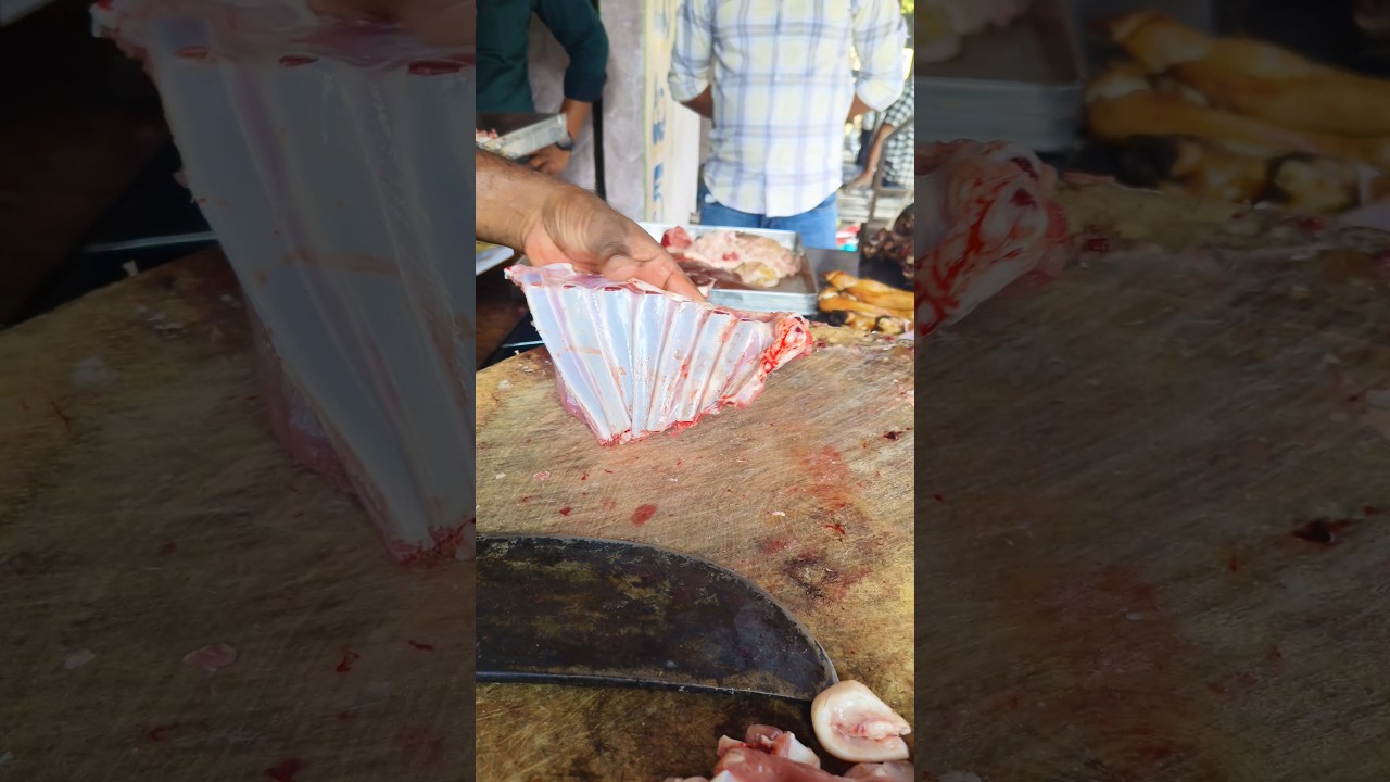 CHOPS CUTTING SKILLS KIRAN MEAT CUTTING #karimnagar #food #meatcuttingmachine #meatcutter