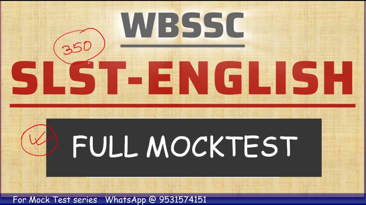 FULL MOCK TEST ; SLST ENGLISH ONLINE MOCK TEST SERIES @EnglishWithBiplab