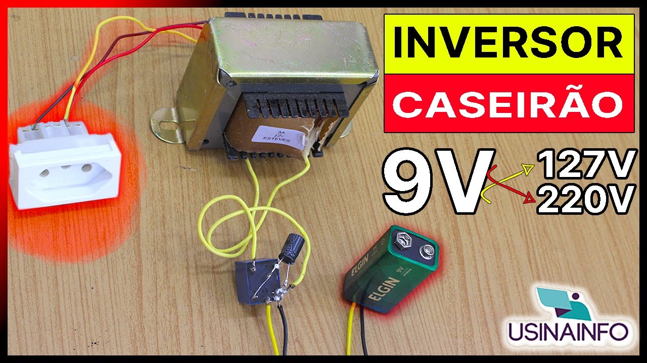 INVERSOR CASEIRÃO COM APENAS 3 COMPONENTES!!! SEM CI, SEM TRANSISTOR, SEM PLACA ( 9V PARA 127V/220V)