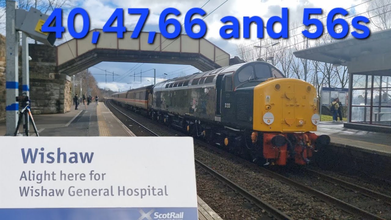 Trains at Wishaw *class 40 47 56s and 66*