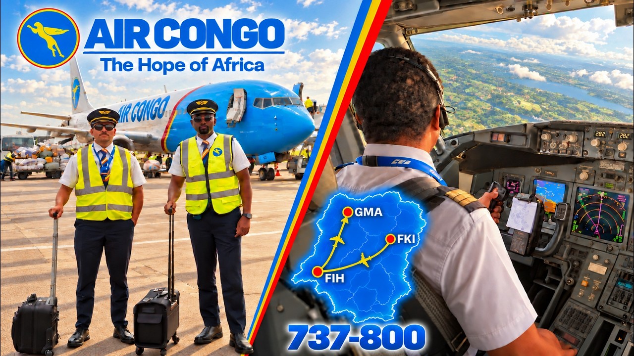Flying Across DR Congo in 737-800 Cockpit of AIR CONGO
