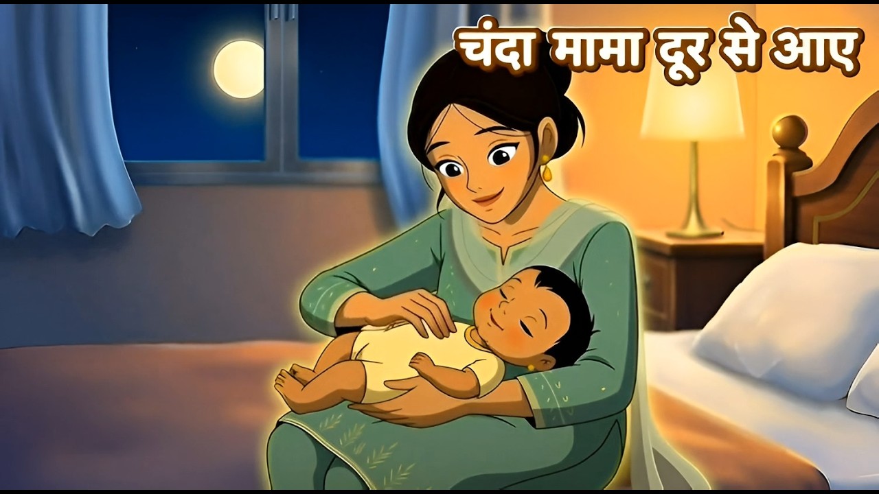 चंदा मामा दूर से आए 🌙 | Lullaby for Kids | Hindi Nursery Rhymes | Honey Bunny Kids
