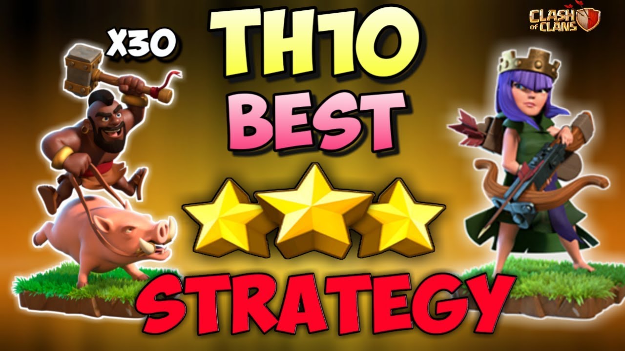 QUEEN WALK + MASS HOGS | 2018 Th10 BEST 3 STARS WAR ATTACK STRATEGY | Clash Of Clans