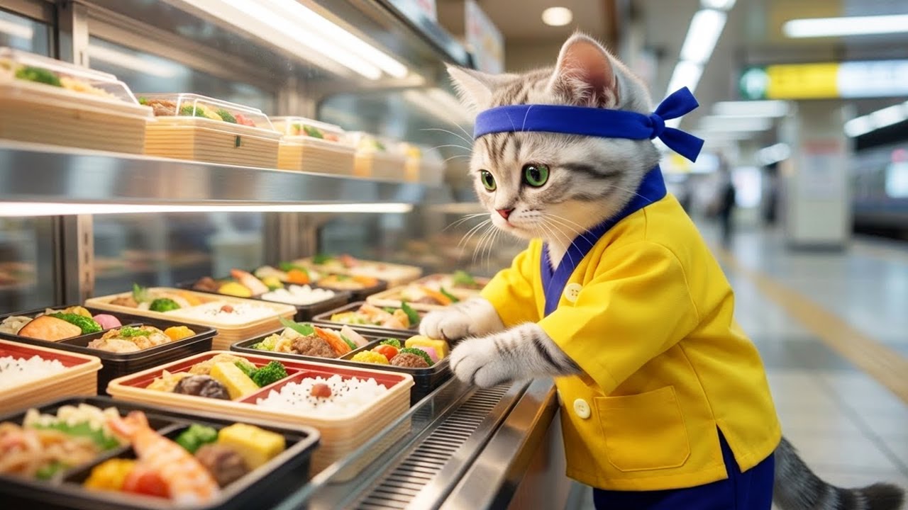お弁当どうぞ!!駅弁屋さんでお仕事体験!!ねこの一日に密着🐱🍱